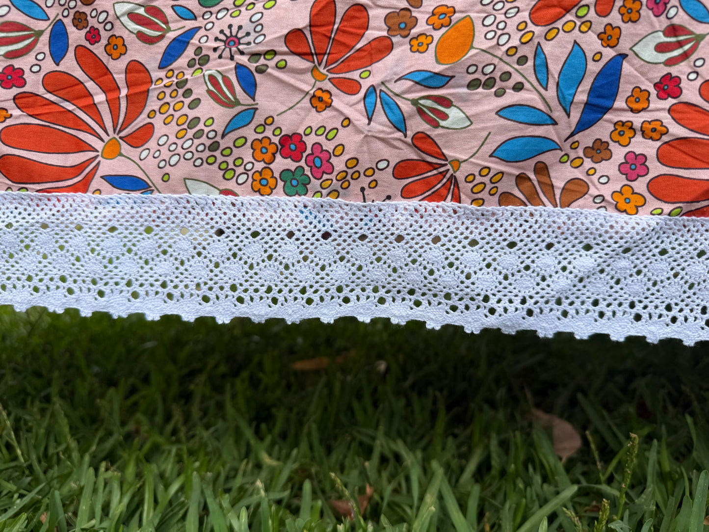 Floral patterned tablecloth